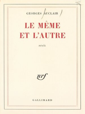 cover image of Le même et l'autre